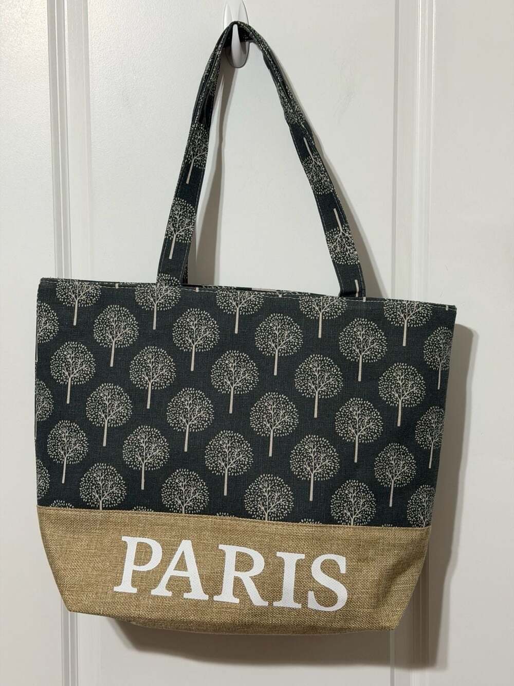 Paris Tree Print Viscose Tote Bag - Picture 1 of 6
